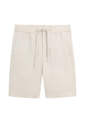 Lyse beige casual shorts med elastik i taljen, snøre og sidelommer, designet til komfort og hverdagsbrug.