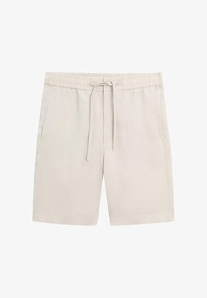 Lyse beige casual shorts med elastik i taljen, snøre og sidelommer, designet til komfort og hverdagsbrug.