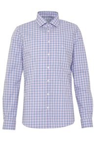 Camicia a maniche lunghe a quadri in azzurro chiaro, rosa e bianco. Colletto e chiusura con bottoni frontale, vestibilità regolare con polsini abbottonati. Materiale in cotone morbido.