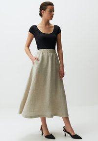 Jimmy Key MIDI WITH POCKETS - A-lijn rok - beige melange