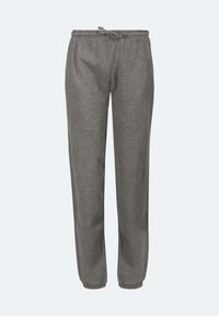 Grau Sweatpants mit einem Kordelzugbund, schmal zulaufendem Bein und weicher Textur. Keine sichtbaren Muster oder Akzente.