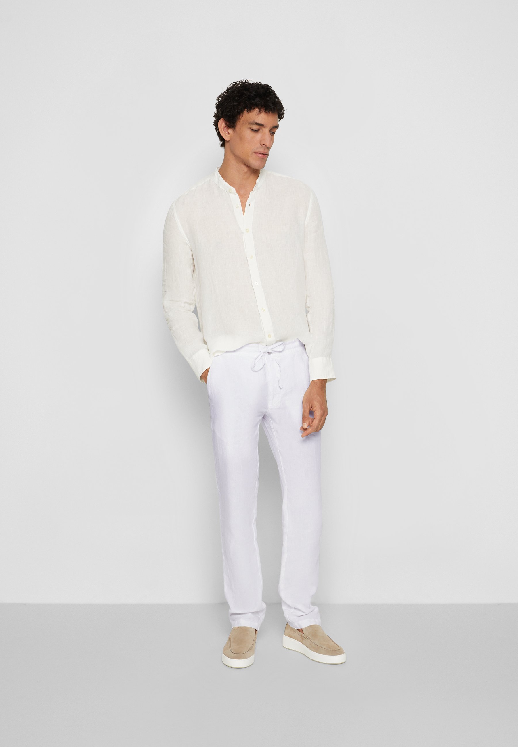 120% Lino PANTALONE UOMO COULISSE - Trousers - white - Zalando.de
