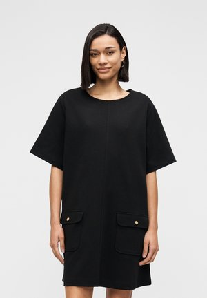 Tommy Hilfiger, GOLD-TONE BUTTON MINI SHIFT DRESS - Etui-jurk - black