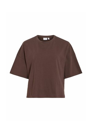 VILA, SHORT-SLEEVED T-SHIRT VILYRICA ROUND NECK - Tricou basic - coffee bean