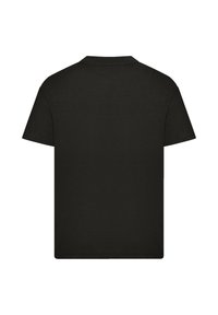 Black short-sleeve t-shirt made of soft cotton. Features a crew neck and a simple, seamless back design. No patterns or accents visible.