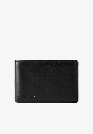 Black leather bifold wallet with visible stitching and embossed "PICARD" logo on lower left corner.