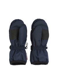 Mittens blu navy realizzati in tessuto strutturato, con un accento nero, polsino elasticizzato e un gancio per il fissaggio. Design durevole e isolato.