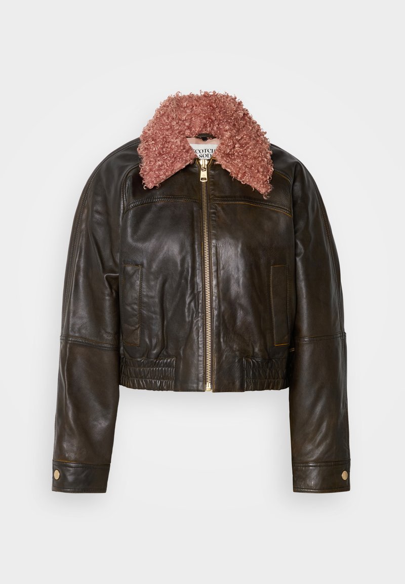 Scotch & Soda Leren jas zwart