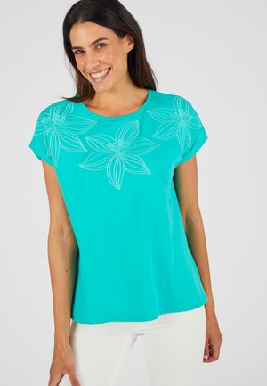 Damart BRODERIE TON SUR TON - T-shirt imprimé - turquoise