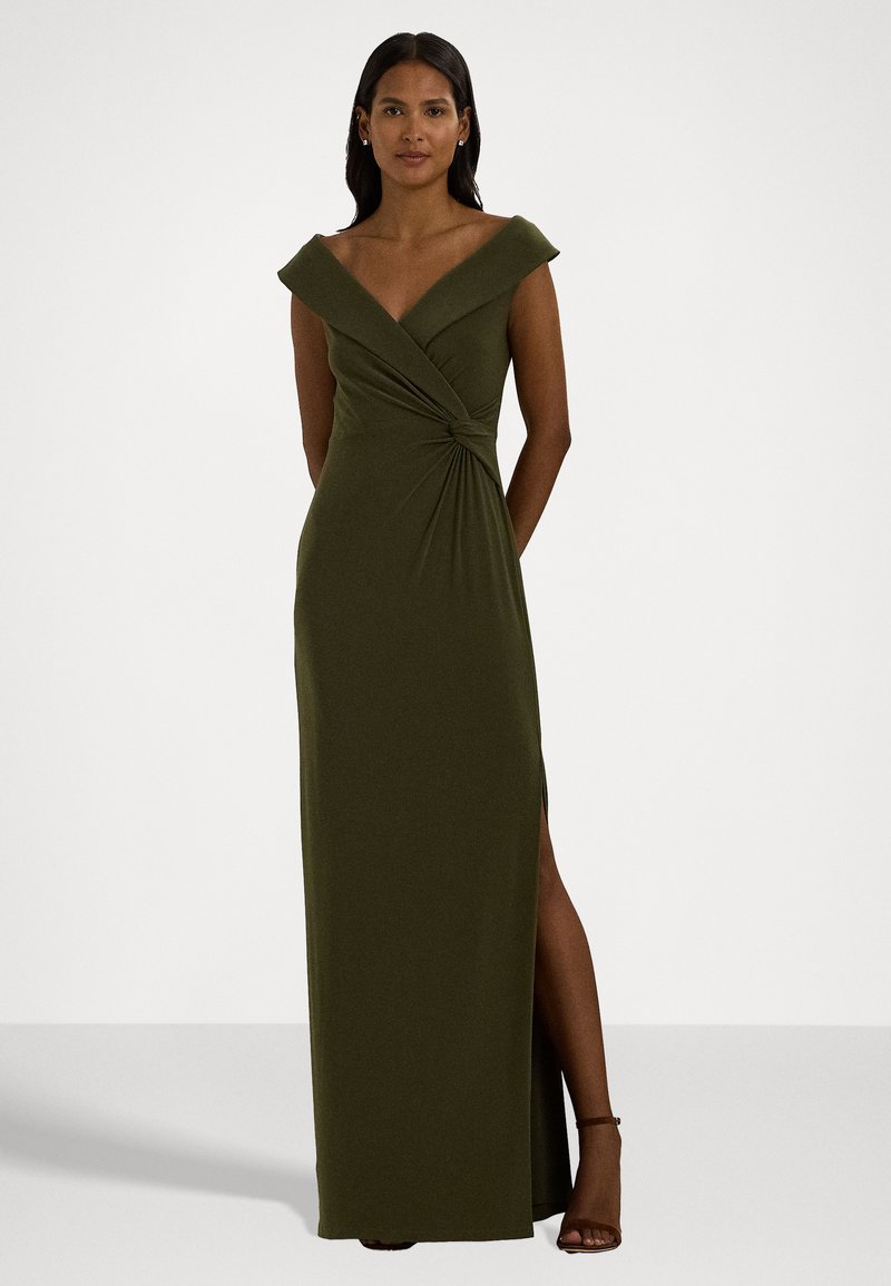Lauren Ralph Lauren JERSEY OFF THE SHOULDER GOWN - Vestido de fiesta -  botanic green/verde - Zalando.es
