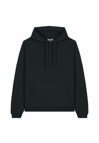 Felpa nera con cappuccio realizzata in un tessuto morbido, con tasca a marsupio, polsini a costine e un'etichetta logo sul colletto.