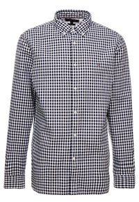 Chemise à boutons, avec un motif vichy bleu marine et blanc. Confectionnée en coton, avec des manches longues et un col.