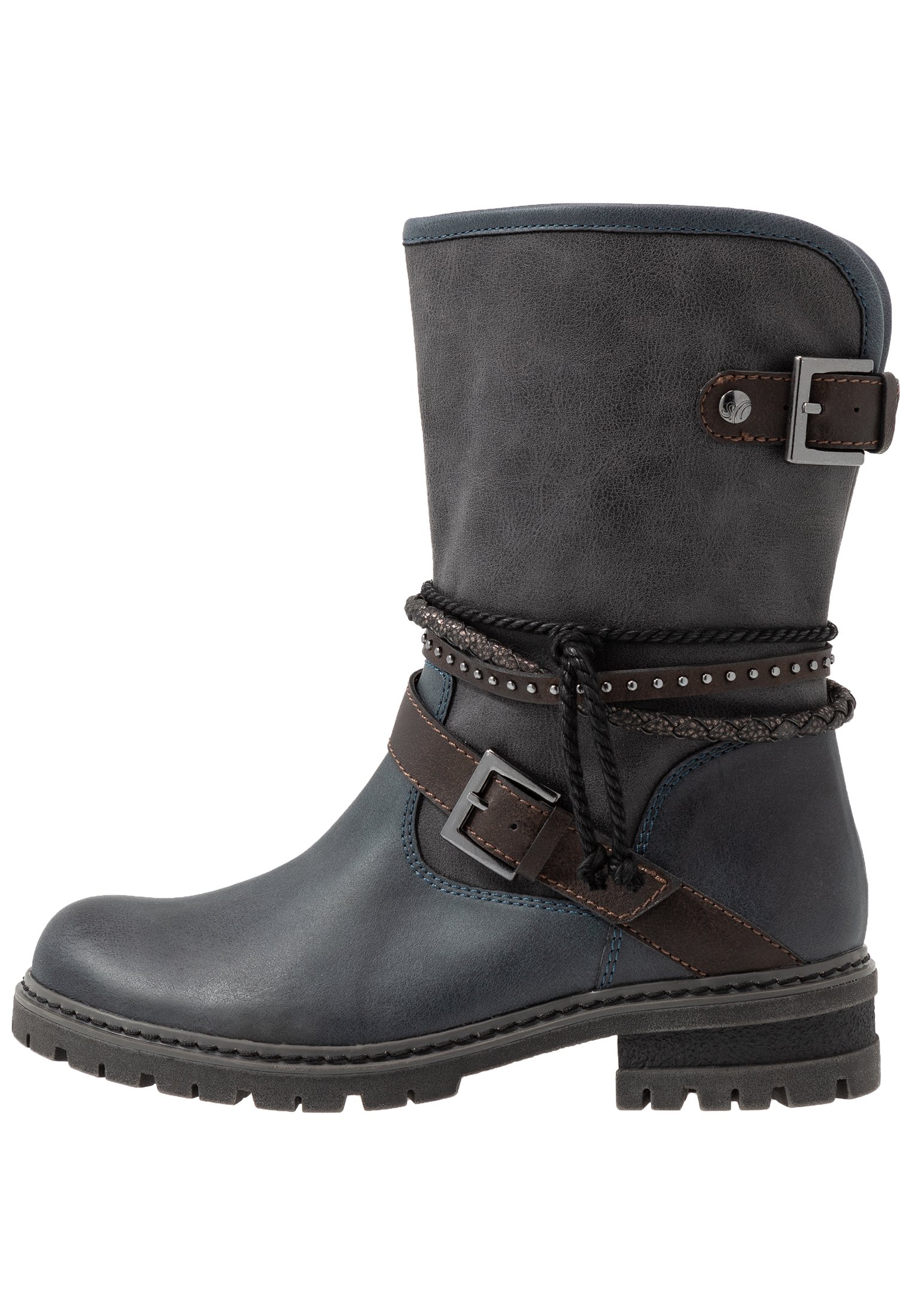 navy blue biker boots