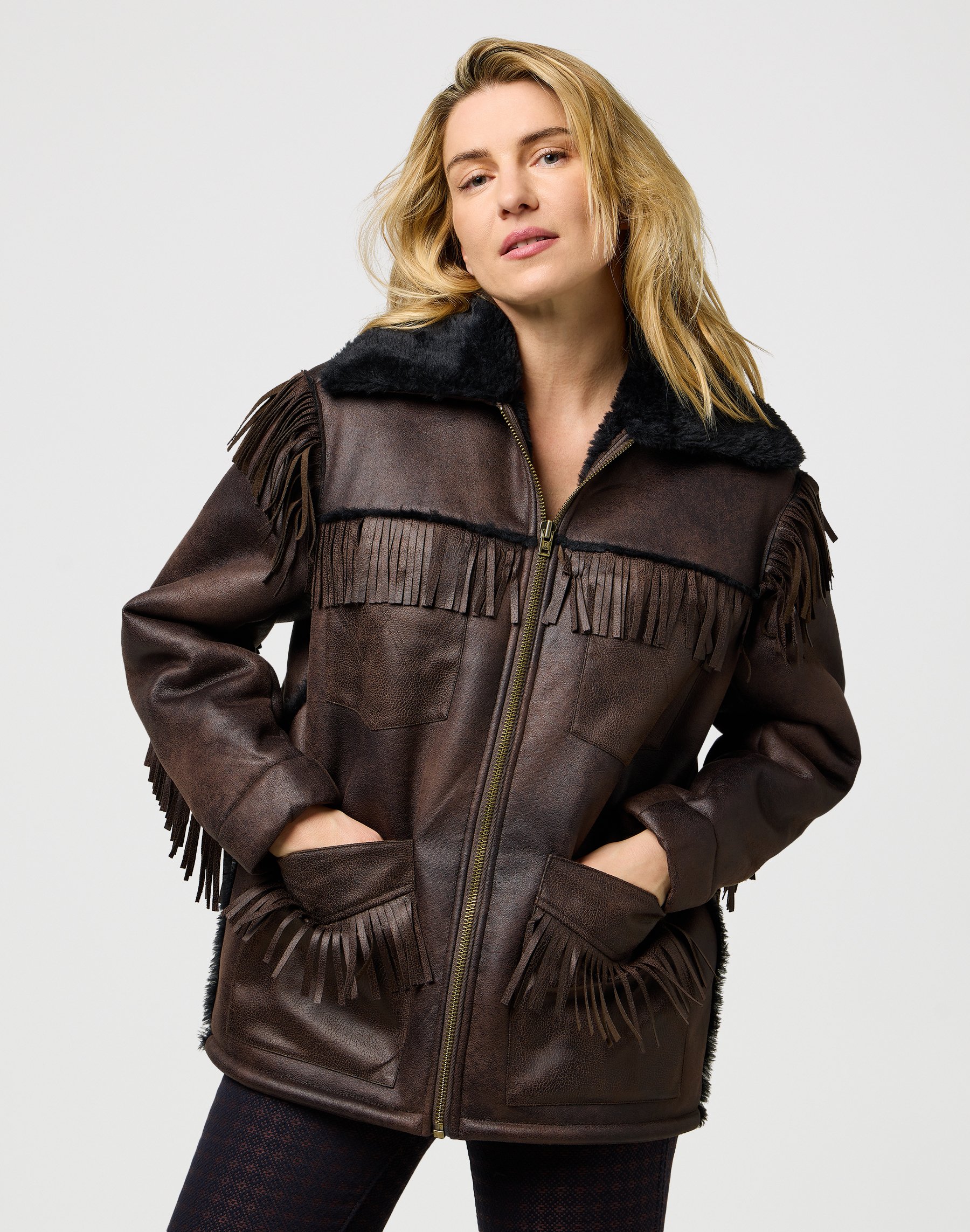 Wrangler FRINGE WRANGE JACKET Kurzmantel brown/braun Zalando
