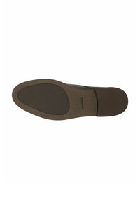 Suola in pelle nera con finitura liscia, caratterizzata da un motivo di grip in gomma e un tallone rinforzato. Logo del marchio impresso sulla soletta.