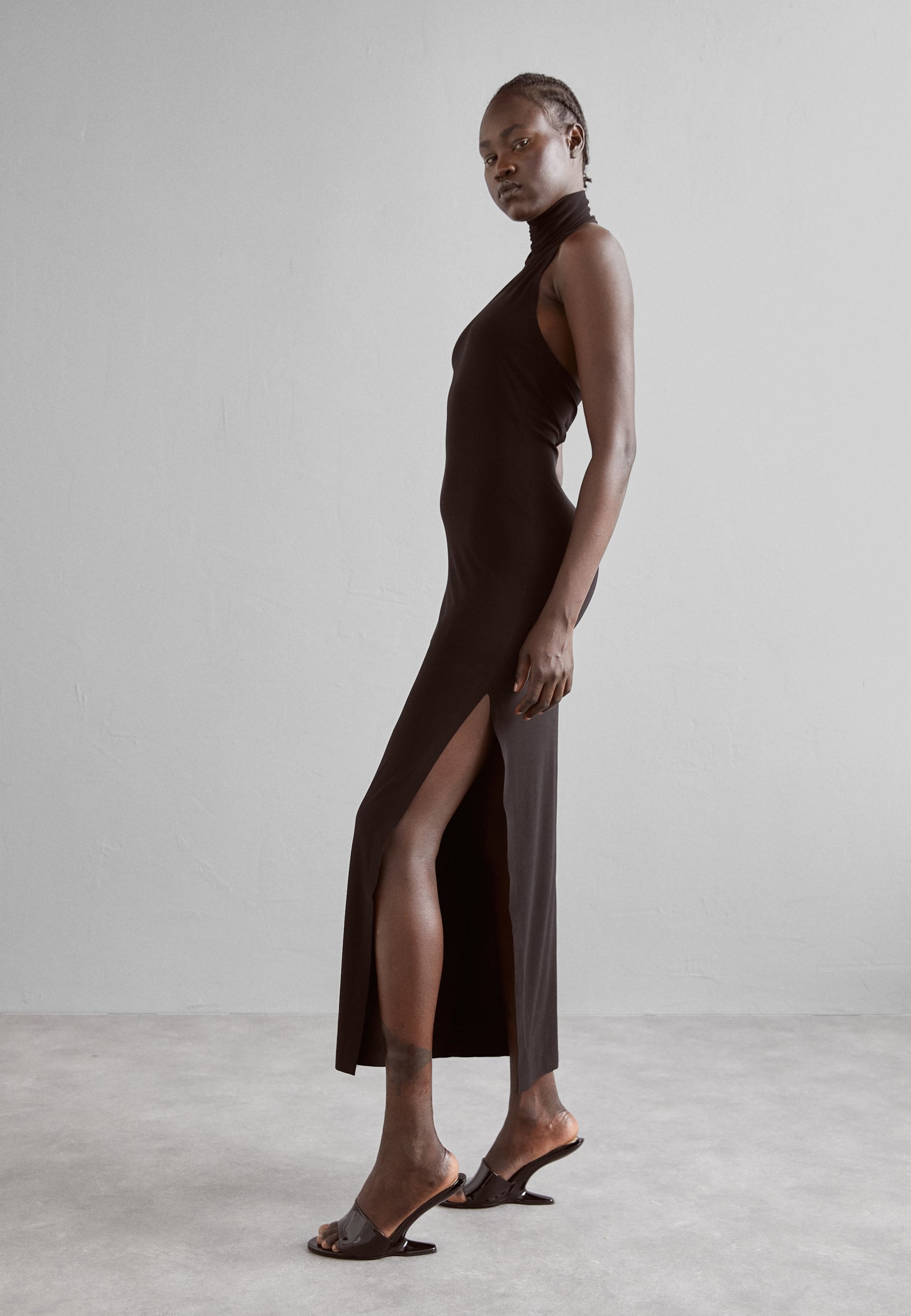 norma kamali halter turtle dress SIDE SLIT GOWN - Jersey _sale_SAVE_91%