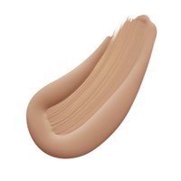 Campione di fondotinta o correttore beige liscio con tratti di pennello visibili su sfondo bianco.