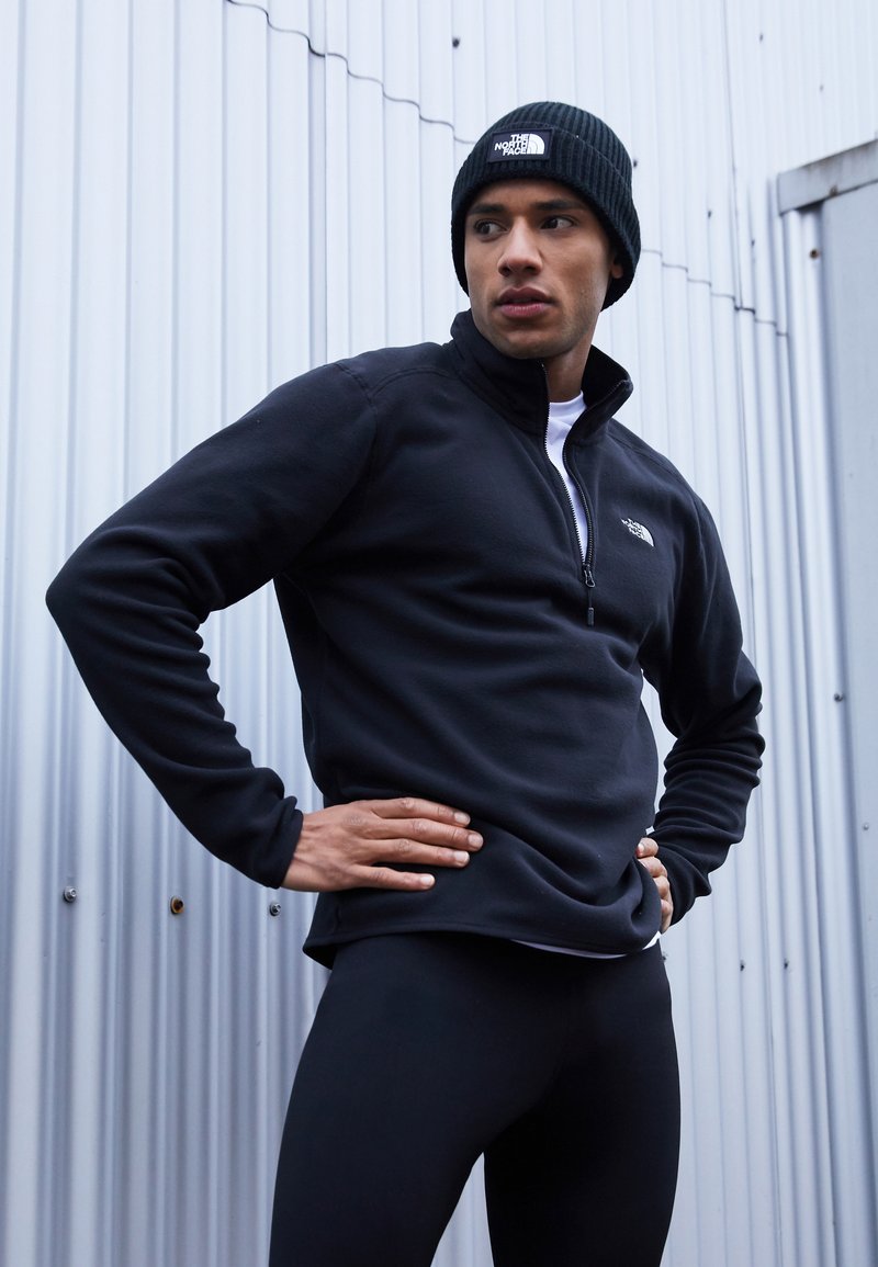 The North Face Mens Glacier 1 4 Zip Fleecepullover Black Schwarz Zalando De