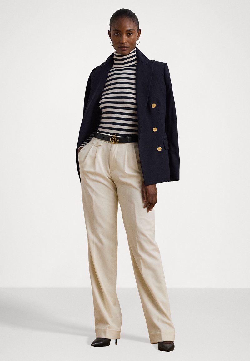 Lauren Ralph Lauren STRIPED SILK BLEND TURTLENECK SWEATER