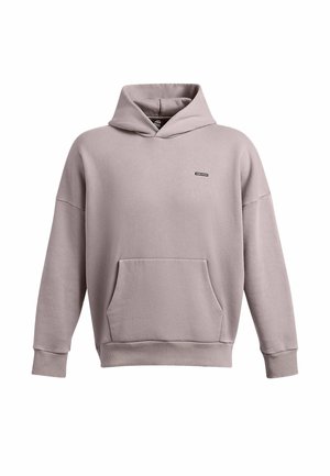 Hooded sweatshirt in mauve, made of soft fabric. Features a kangaroo pocket, ribbed cuffs, and a small logo on the chest.
