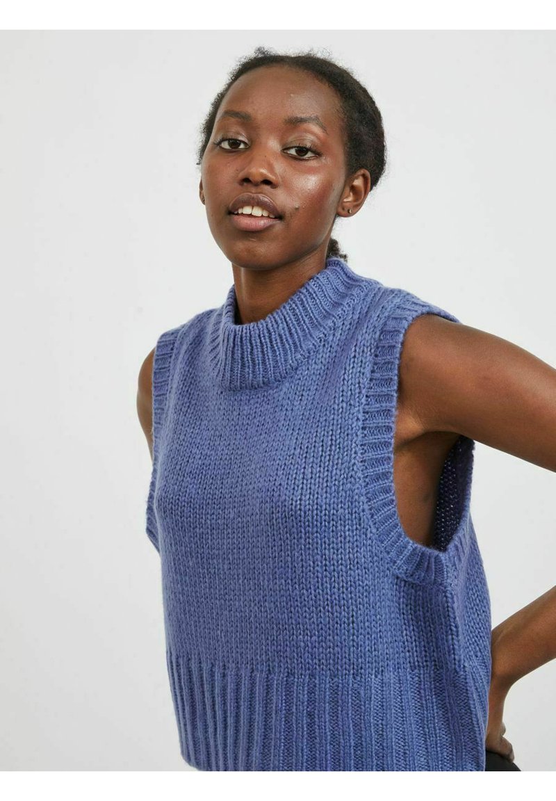 Damen Strickjacken | Vila VINELLE O NECK Strickpullover colony blue/blau - EK33365 Damen Strickjacken | Vila VINELLE O NECK Strickpullover colony blue/blau - EK33365
