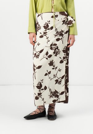 WRAP MAXI SKIRT - Maksi svārki - off white/brown