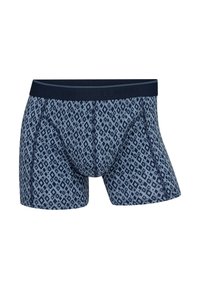 Boxer in un tessuto blu navy con motivo a diamante. Presenta una cintura comoda con il nome del marchio in rilievo. Materiale morbido e elastico.