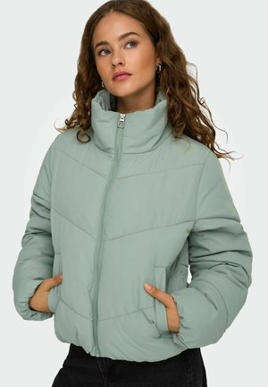 Švarkas su apyvarde šviesiai žalias, su užtrauktuku ir dviem šoninėmis kišenėmis. Papuoštas horizontaliais siūlėmis, suteikiančiomis tekstūrą.