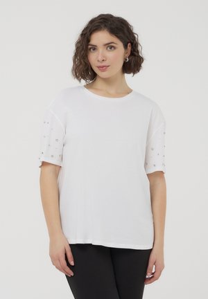 WITH RHINESTONES ON THE SLEEVES - T-shirt con stampa - bianco ottico