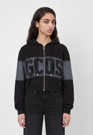 GCDS, LOGO SPRAY ZIP HOODIE - Суитшърт с цип - black/grey