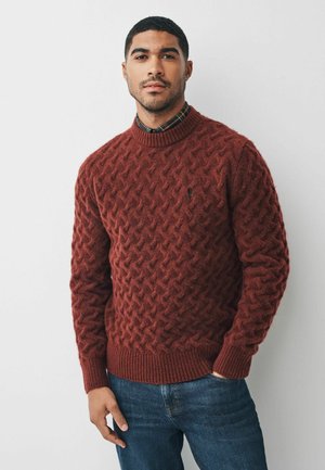 REGULAR FIT GINGHAM OXFORD MOCK  - Strickpullover - burgundy red