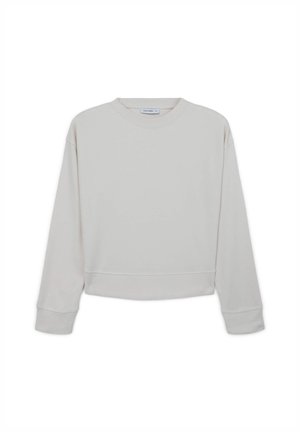 Felpa cropped beige chiaro con maniche lunghe, collo rotondo e polsini a costine. Realizzata in morbido materiale misto cotone. Design semplice.