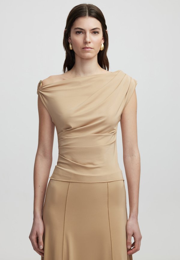 SLIM FIT DRAPED  - Bluse - natural