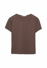 SLIM FIT - Osnovna majica kratkih rukava - dark brown