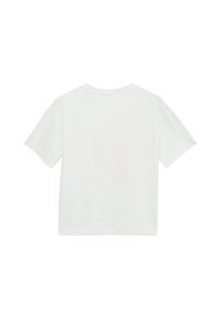 T-shirt en coton blanc à manches courtes et col rond. Design simple et dépouillé, offrant une coupe décontractée et une texture douce.