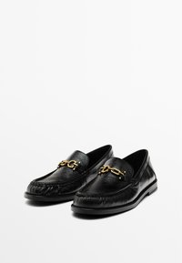 CRACKLED WITH DECORATIVE DETAIL - Slip-ons - black