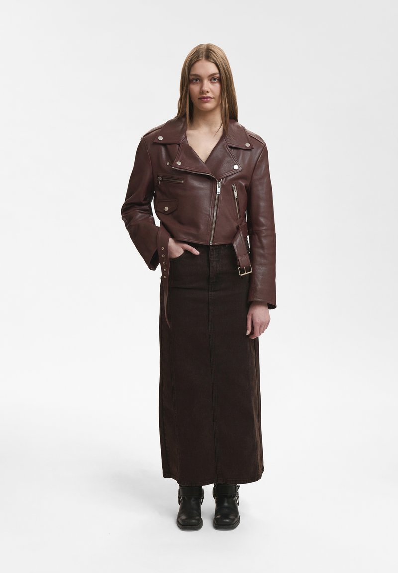 Gestuz BASILIA Leather jacket bitter chocolate/brown Zalando.ie