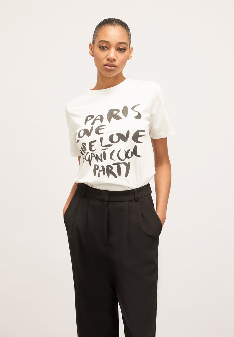 T-shirt Femme Motivi - Taille S - Blanc - Manches 3/4 - Col Rond - Neuf Avec étiquettes