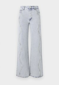 PANTS WITH STRASS WAVES - Wide leg - bleu jean clair