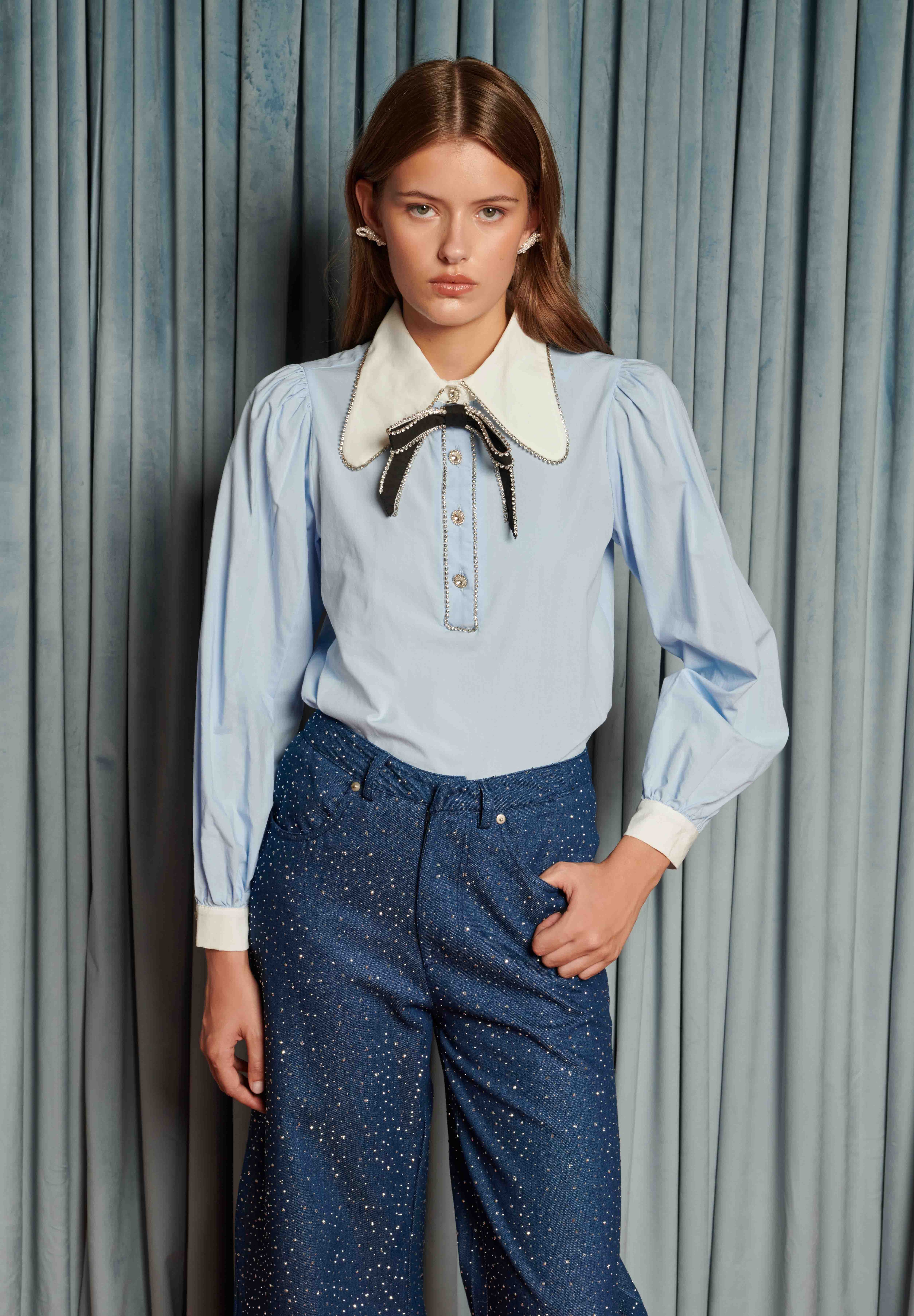 Sister Jane BREEZE BOW BLOUSE - Button-down blouse - ivory/off