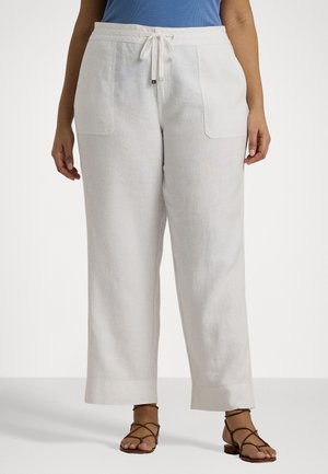 Lauren Ralph Lauren Woman LINEN DRAWCORD PANT - Trousers - white