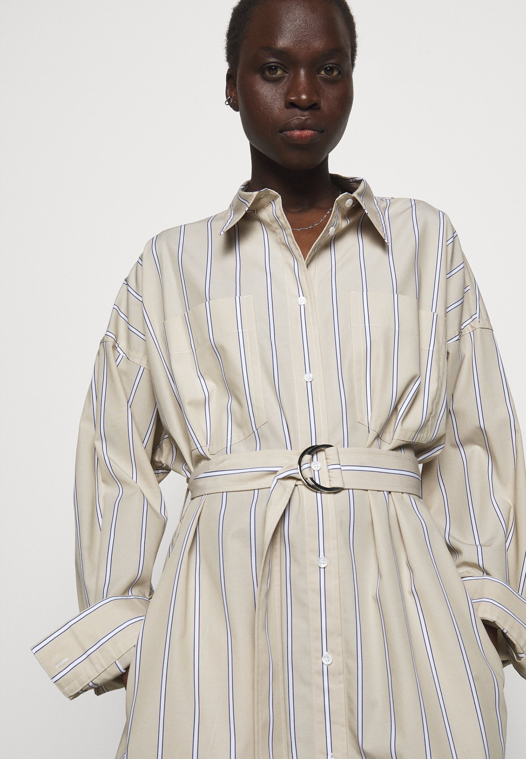 striped button up dress