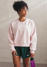 adidas Sportswear ESSENTIALS SMALL LOGO FEEL COZY  - Sportinis megztinis - sandy pink/white