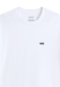 Wit losvallend Vans T-shirt met klein zwart Vans-logo op de linkerborst en een ronde hals, maat medium.