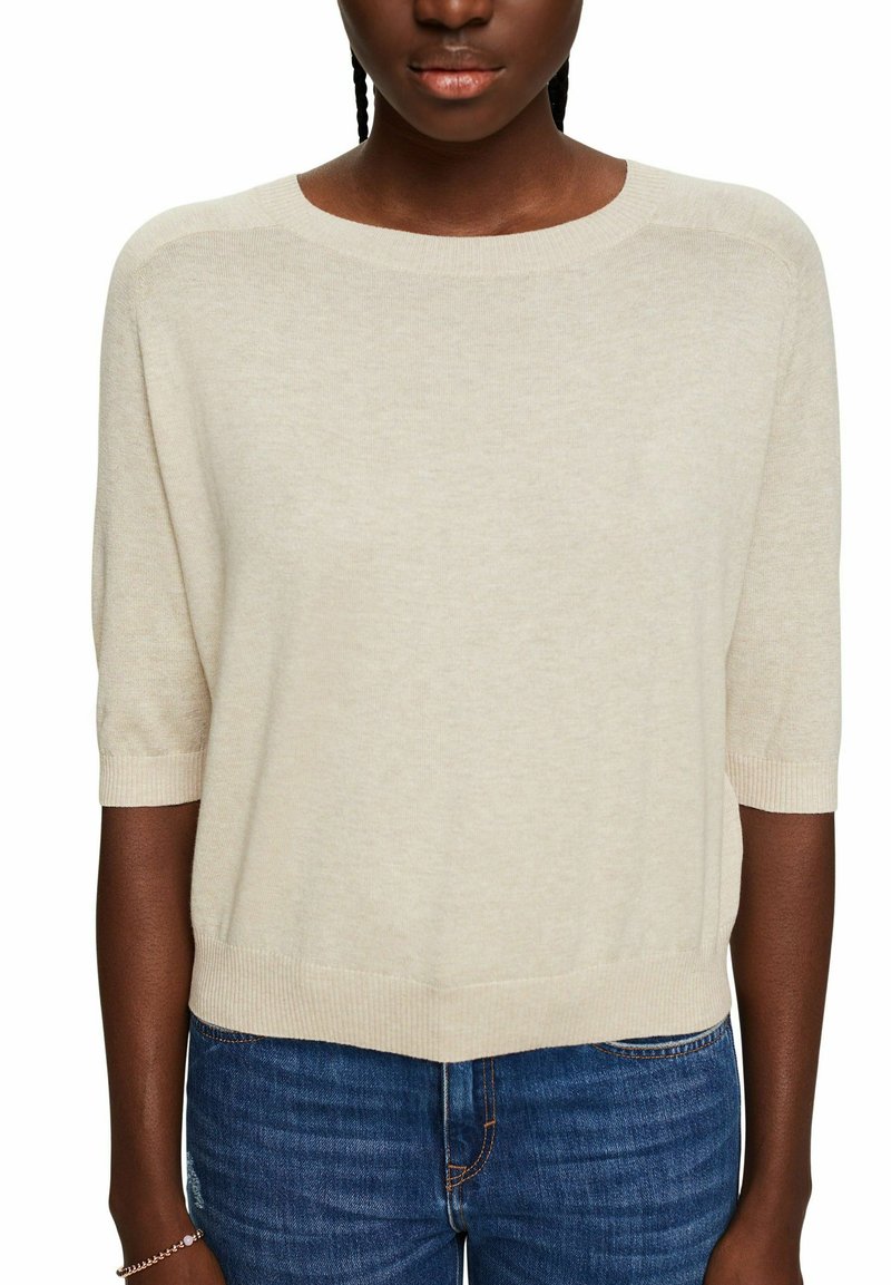 Short Sleeved Jumper in Taupe