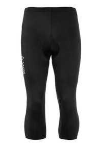 Shorts neri da ciclismo realizzati in tessuto elasticizzato e traspirante. Presentano un sedile imbottito, un design aderente e un logo sul lato sinistro.