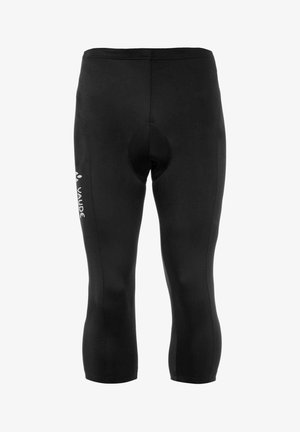 Shorts neri da ciclismo realizzati in tessuto elasticizzato e traspirante. Presentano un sedile imbottito, un design aderente e un logo sul lato sinistro.