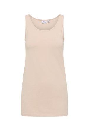 Top senza maniche beige realizzato in tessuto morbido, con scollatura rotonda e orlo dritto. Etichetta con la scritta "CECIL."