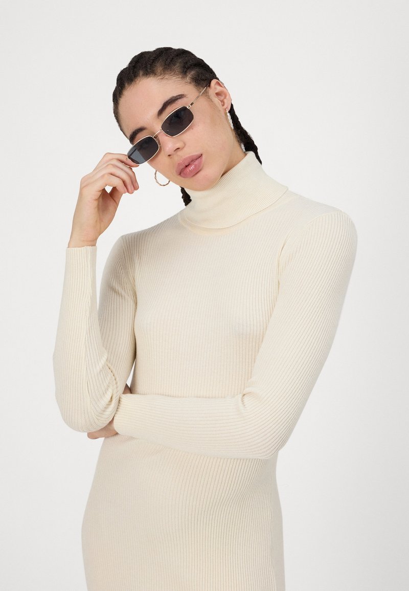 VILA VIAMARIA ROLL NECK DRESS - Jumper dress - birch/off-white -  Zalando.co.uk