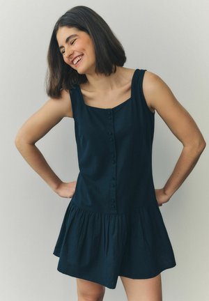 SQUARE NECK TIERED BOHO - Marškininė suknelė - navy blue